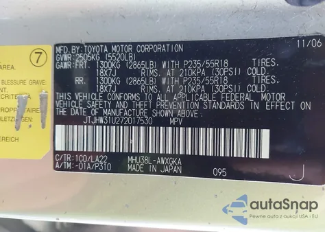 2007 Lexus Rx 400H z USA, uszkodzony, nr VIN JTJHW31U272017530